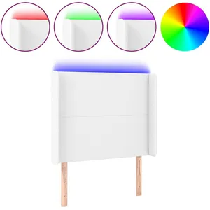 vidaXL Tête de lit à LED Blanc 93x16x118/128 cm Similicuir pas cher