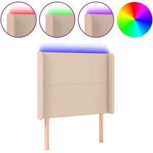 vidaXL Tête de lit à LED Cappuccino 83x16x118/128 cm Similicuir pas cher