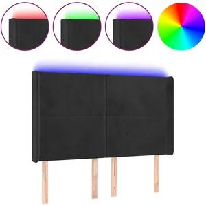 vidaXL Tête de lit à LED Noir 147x16x118/128 cm Velours pas cher