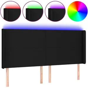 vidaXL Tête de lit à LED Noir 203x16x118/128 cm Tissu