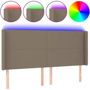 vidaXL Tête de lit à LED Taupe 163x16x118/128 cm Tissu pas cher