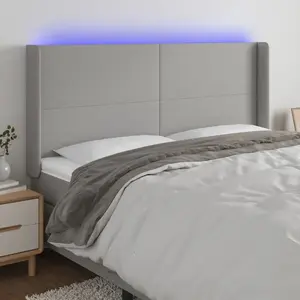 vidaXL Tête de lit à LED Gris clair 183x16x118/128 cm Tissu