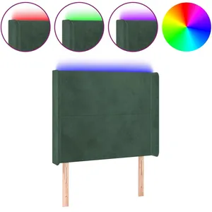 vidaXL Tête de lit à LED Vert foncé 83x16x118/128 cm Velours pas cher