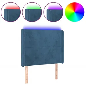 vidaXL Tête de lit à LED Bleu foncé 83x16x118/128 cm Velours pas cher
