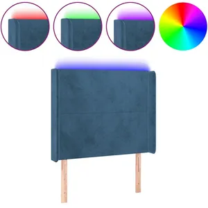 vidaXL Tête de lit à LED Bleu foncé 93x16x118/128 cm Velours pas cher