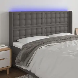 vidaXL Tête de lit à LED Gris 183x16x118/128 cm Similicuir pas cher