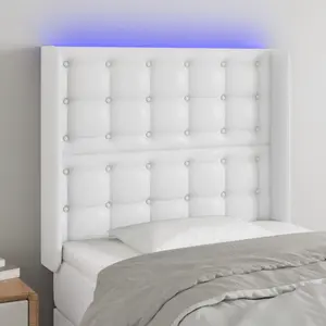 vidaXL Tête de lit à LED Blanc 103x16x118/128 cm Similicuir pas cher