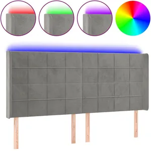 Comparateur de prix : vidaXL Tête de lit à LED Gris clair 163x16x118/128 cm Velours
