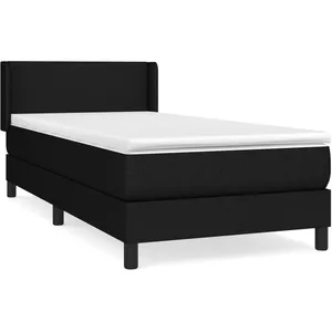 vidaXL Sommier à lattes de lit et matelas Noir 80x200 cm Tissu pas cher