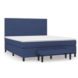 vidaXL Sommier à lattes de lit avec matelas Bleu 160x200 cm Tissu pas cher