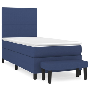 vidaXL Sommier à lattes de lit avec matelas Bleu 90x200 cm Tissu pas cher