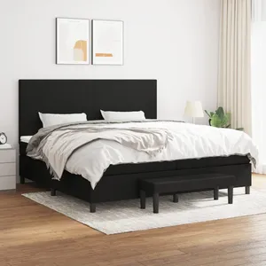 vidaXL Sommier à lattes de lit avec matelas Noir 200x200 cm Tissu pas cher