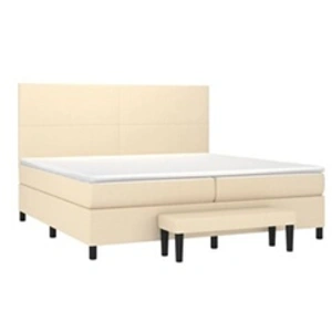 vidaXL Sommier à lattes de lit avec matelas Crème 200x200 cm Tissu pas cher