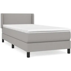 vidaXL Sommier à lattes de lit avec matelas Gris clair 80x200 cm Tissu pas cher