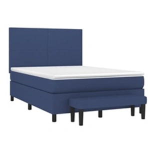 vidaXL Sommier à lattes de lit avec matelas Bleu 140x190 cm Tissu pas cher
