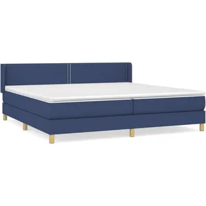 vidaXL Sommier à lattes de lit avec matelas Bleu 200x200 cm Tissu pas cher