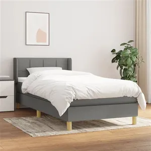 vidaXL Sommier à lattes de lit avec matelas Gris foncé 80x200 cm Tissu pas cher
