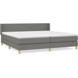 vidaXL Sommier à lattes de lit avec matelas Gris foncé 200x200cm Tissu pas cher