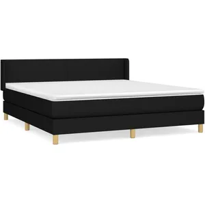 vidaXL Sommier à lattes de lit avec matelas Noir 180x200 cm Tissu pas cher