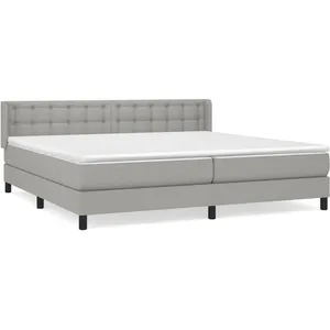 vidaXL Sommier à lattes de lit avec matelas Gris clair 200x200cm Tissu pas cher