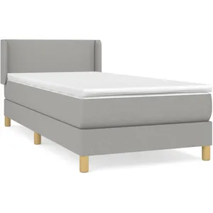 vidaXL Sommier à lattes de lit avec matelas Gris clair 90x200 cm Tissu pas cher