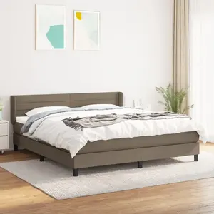 vidaXL Sommier à lattes de lit avec matelas Taupe 180x200 cm Tissu pas cher