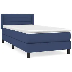 vidaXL Sommier à lattes de lit avec matelas Bleu 80x200 cm Tissu pas cher