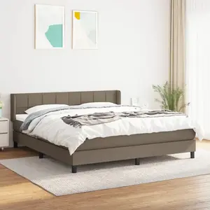 vidaXL Sommier à lattes de lit avec matelas Taupe 180x200 cm Tissu pas cher