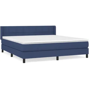 vidaXL Sommier à lattes de lit avec matelas Bleu 160x200 cm Tissu pas cher
