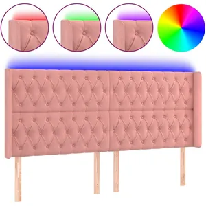 Comparateur de prix : vidaXL Tête de lit à LED Rose 203x16x118/128 cm Velours