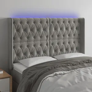 Comparateur de prix : vidaXL Tête de lit à LED Gris clair 163x16x118/128 cm Velours