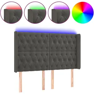 Comparateur de prix : vidaXL Tête de lit à LED Gris foncé 163x16x118/128 cm Velours