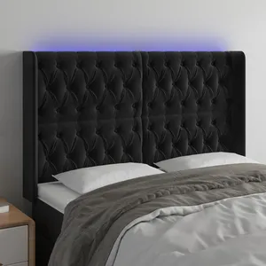 Comparateur de prix : vidaXL Tête de lit à LED Noir 163x16x118/128 cm Velours