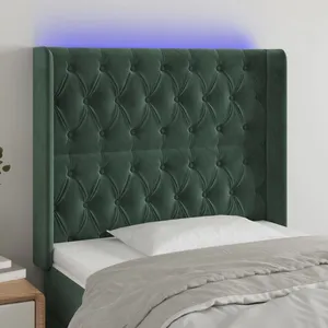 vidaXL Tête de lit à LED Vert foncé 93x16x118/128 cm Velours pas cher