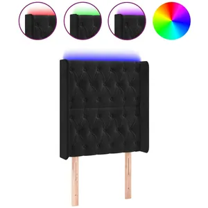 vidaXL Tête de lit à LED Noir 83x16x118/128 cm Velours pas cher
