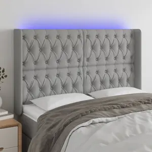 vidaXL Tête de lit à LED Gris clair 163x16x118/128 cm Tissu