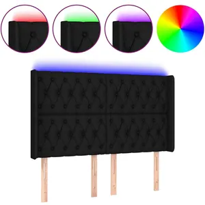 Comparateur de prix : vidaXL Tête de lit à LED Noir 163x16x118/128 cm Tissu