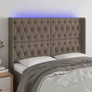 Comparateur de prix : vidaXL Tête de lit à LED Taupe 147x16x118/128 cm Tissu
