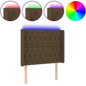 vidaXL Tête de lit à LED Marron foncé 103x16x118/128 cm Tissu pas cher