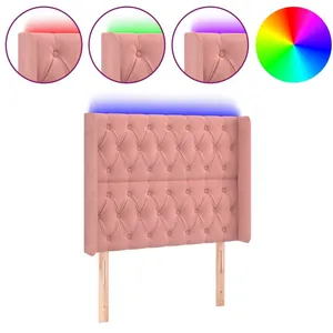 vidaXL Tête de lit à LED Rose 103x16x118/128 cm Velours pas cher