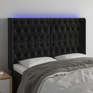 Comparateur de prix : vidaXL Tête de lit à LED Noir 147x16x118/128 cm Velours