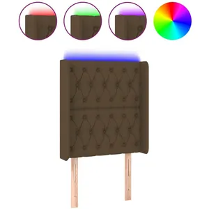 vidaXL Tête de lit à LED Marron foncé 83x16x118/128 cm Tissu pas cher