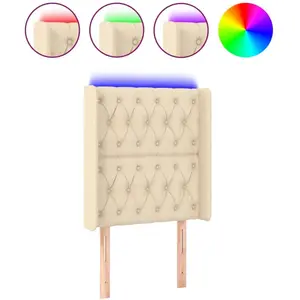 vidaXL Tête de lit à LED Crème 83x16x118/128 cm Tissu pas cher