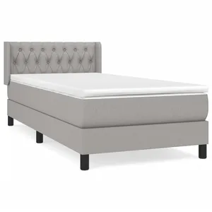 vidaXL Sommier à lattes de lit avec matelas Gris clair 90x200 cm Tissu pas cher