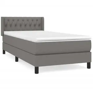 vidaXL Sommier à lattes de lit et matelas Gris foncé 90x190 cm Tissu