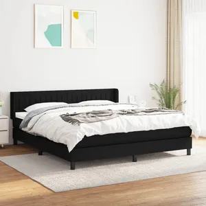 Non communiqué vidaXL Sommier à lattes de lit avec matelas Noir 160x200 cm Tissu pas cher
