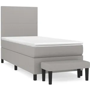 vidaXL Sommier à lattes de lit avec matelas Gris clair 80x200 cm Tissu pas cher