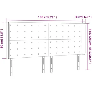 vidaXL Tête de lit à LED Noir 183x16x118/128 cm Velours pas cher
