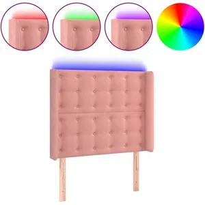 vidaXL Tête de lit à LED Rose 83x16x118/128 cm Velours pas cher