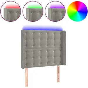 Comparateur de prix : vidaXL Tête de lit à LED Gris clair 103x16x118/128 cm Velours